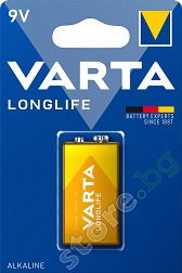 Батерия 9V - Алкална (6LR61) - 1 брой от серията "Longlife" - батерия