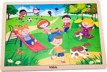 Пролет - Дървен пъзел от 24 части в подложка — Viga Toys