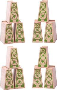 Дървени ЖП блокчета Bigjigs Toys - Комплект от 12 броя от серията Rail — BJT053