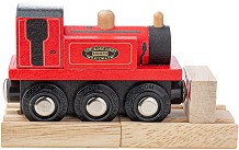 Дървен парен локомотив Bigjigs Toys - Териер - От серията Rail — BJT489