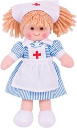 Парцалена кукла медицинската сестра Нанси - Bigjigs Toys - С височина 28 cm — BJD011