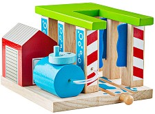 Дървена влакова автомивка Bigjigs Toys - От серията Rail — BJT250