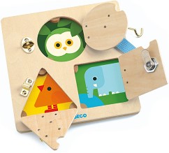 Дървена играчка Djeco - Кой се крие зад ключалката? — DJ06213