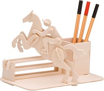 Моливник - Конен спорт - Дървен 3D пъзел — Pebaro 840 1