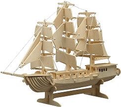 Кораб ветроход - Дървен 3D пъзел — Pebaro 869