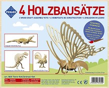 Животни - Комплект от 4 дървени 3D пъзела — Pebaro 860