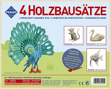 Животни - Комплект от 4 дървени 3D пъзела — Pebaro 852