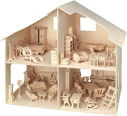 Къща за кукли - 3D дървен пъзел от 252 части — Pebaro 880