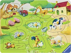 Ферма - Дървен пъзел с дръжки в подложка — Ravensburger 03683