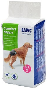 Пелени за куче Savic Comfort Nappy T6 - 12 броя, от 46 до 56 см