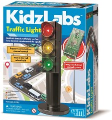 Сглоби си сам 4M - Светещ светофар - От серията Kidz Labs с височина 36 cm — 4M-03441