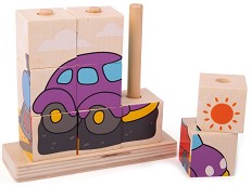 Дървена низанка Bigjigs Toys - Превозни средства — BB105