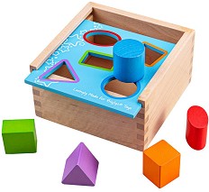 Дървен сортер Bigjigs Toys - Геометрични фигури — BB093