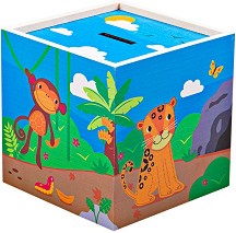 Дървена касичка Bigjigs Toys - Джунгла - Детски аксесоар — T0311