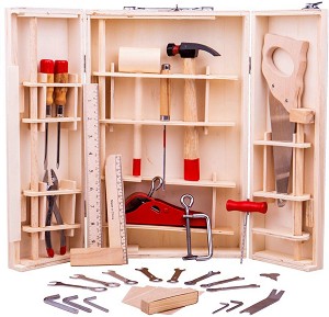 Кутия с инструменти - Детски дървен комплект за игра — Bigjigs Toys BJ410