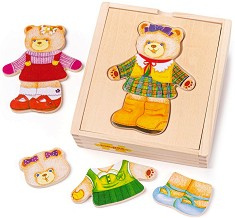 Облечи госпожа Мецана Bigjigs Toys - Дървен комплект — BJ764