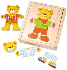Облечи Мечо Bigjigs Toys - Дървен комплект — BJ765
