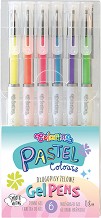 Цветни гел химикалки - Комплект от 6 цвята от серията "Pastel" - 