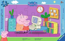 Пепа на компютър - Пъзел от 15 части в рамка на тема Peppa Pig — Ravensburger 06123