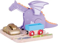 Дървен кран за релси Bigjigs Toys - Дракон - От серията Rail — BJT270