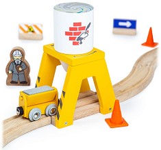 Силоз за цимент Bigjigs Toys - Дървен комплект за игра от серията Rail — BJT280