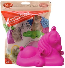 Кинетичен пясък с формичка Bigjigs Toys - Пони - Творчески комплект — GW55579P
