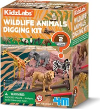 Изкопай и намери Диви животни - 4M - Две фигурки изненада от серията Kidz Labs — 4m-03481