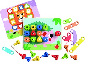 Дървен конструктор с мозайка - Tooky Toy — TK089