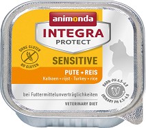 Пастет за котки с чувствително храносмилане Integra Protect Sensitive - 100 г, с пуешко и ориз, в зряла възраст
