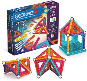 Магнитен конструктор Geomag - Glitter - 35 части, от серията Classic