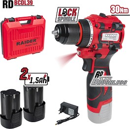 Акумулаторна бормашина 16V Raider RD-BCDL39 - С 2 батерии, зарядно и куфар от серията Power Tools