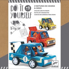 Направи сам Djeco - Състезателни коли - Със стикери от серията Do It Yourself — DJ07932