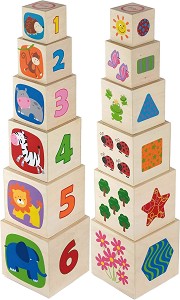 Дървена пирамида от кубчета - Viga Toys - 6 броя — 50392