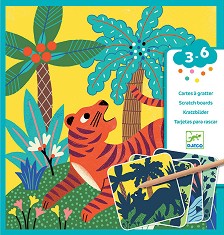 Скреч картини Djeco - Големи Животни - Творчески комплект — DJ09095