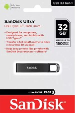 USB Type-C 3.1 флаш памет SanDisk 32 GB - От серията Ultra - 
