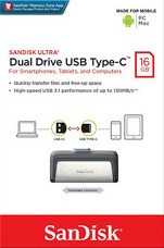 USB A / Type-C 3.1 флаш памет 16 GB - Dual Drive - От серията "Ultra" - 