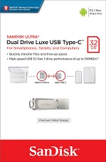 USB A / Type-C 3.1 флаш памет 32 GB - Dual Drive Luxe - От серията "Ultra" - 