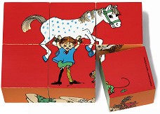 Дървени кубчета Micki - Приключенията на Пипи - 6 броя от серията "Пипи Дългото чорапче — 44378100