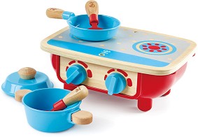 Детски дървен котлон с тиган и тенджера HaPe - С аксесоари — H3170