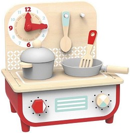 Детски дървен котлон с барбекю Tooky Toy - С аксесоари — TF327