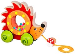 Дървена играчка за дърпане Tooky Toy - Таралеж — TKE016