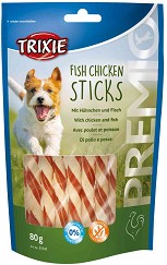 Пръчици за кучета Trixie Fish Chicken Sticks - 80 г, с пилешко и риба, от серията Premio