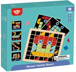 Дървена мозайка Tooky Toy - Цветни форми — TF569