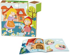 Дървени кубчета Tooky Toy - Червената шапчица - 16 броя с книжка — TF456