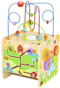 Дървен дидактически куб Tooky Toy - Ферма — TL728