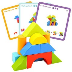 Дървен конструктор - Детски комплект за игра с предизвикателства — Tooky Toy TL386