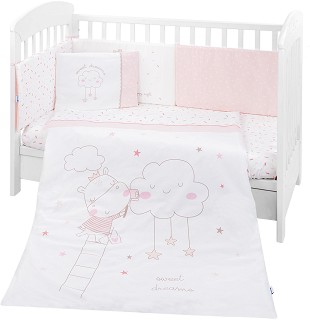 Бебешки спален комплект 3 части с обиколник Kikka Boo EU Style - За легла 60 x 120 или 70 x 140 cm, от серията Hippo Dreams - продукт
