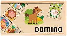 Детско домино - Животни от фермата - Дървена игра — Woodyland 90093