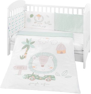 Бебешки спален комплект 3 части с обиколник Kikka Boo EU Style - За легла 60 x 120 или 70 x 140 cm, от серията Jungle King - продукт