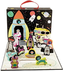 В космоса - Комплект дървени фигурки в кутия — Floss and Rock 41P3659